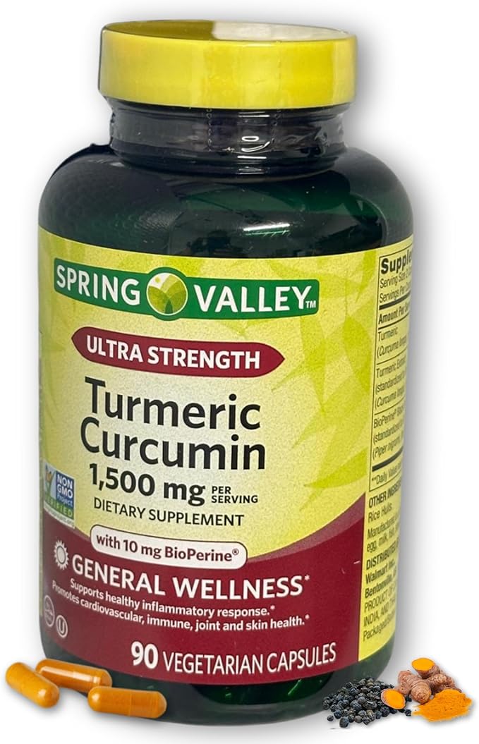 Turmeric Curcumin 1500mg with Black Pepper Capsules 90ct (Pack of 1) Boxed By Fusion Shop Store