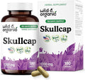 Wild &amp Organic Skullcap Herb Capsules 1200 mg - Calming Skullcap Supplement - 180 Capsules - Scutellaria Lateriflora Leaf Extract - 3-Month Supply - Vegan No Fillers Non-GMO