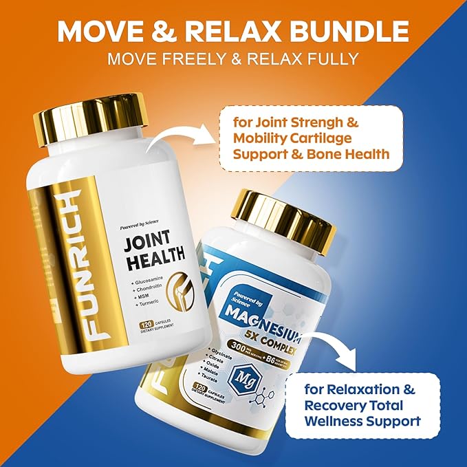 60-Day Supply Move &amp Relax Bundle Glucosamine Complex &amp Magnesium Complex Supplement Set 3 Individual Bottles Glucosamine Complex and Magnesium Complex