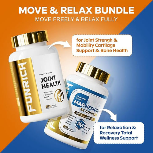 60-Day Supply Move &amp Relax Bundle Glucosamine Complex &amp Magnesium Complex Supplement Set 3 Individual Bottles Glucosamine Complex and Magnesium Complex