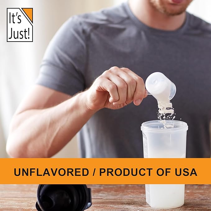 It's Just! - 100% Casein Protein Powder Made in USA One Ingredient Slow Burning Time Release 6.9g BCAAs 1g Carb Non-GMO (Unflavored 3lbs/48oz)