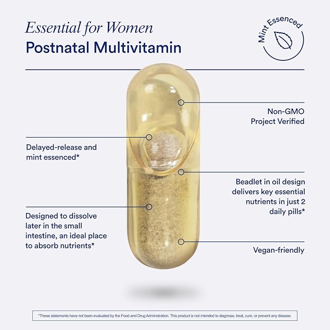 Ritual Essential for Women Postnatal Multivitamin - Postpartum Vitamin - Omega-3 DHA &amp Choline for Lactation Support Vitamin A C D3 &amp Zinc for Immune Function Support* B12 Iodine Biotin