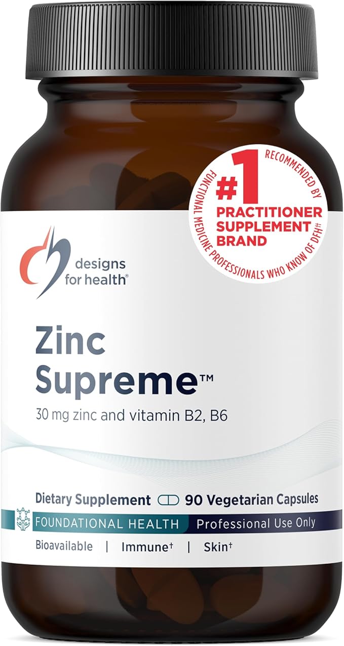 Designs for Health Zinc Supreme - 30mg Zinc Bisglycinate Chelate Supplement with Cofactors Taurine Vitamin B6 B2 + Molybdenum - Immune Support Supplement - Vegan + Non-GMO (90 Capsules)