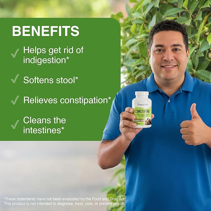 NaturalSlim Constipation Relief Stool Softeners Constipend Colon Cleanser for Women &amp Men with Magnesium Citrate Aspartate &amp Olive Extract 120 Vegetable Capsules