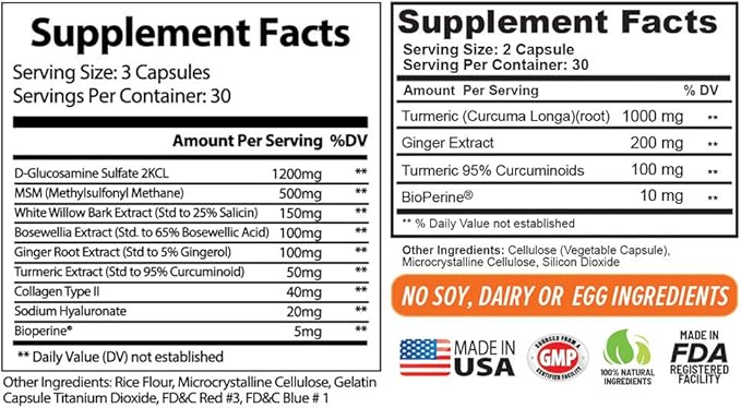 Terraform Nutrition Joint Relief Combo Pack – Vivaflex Plus Turmeric Curcumin with Ginger – Best Supplements for Joint &amp Knee Relief – 1 Month Supply