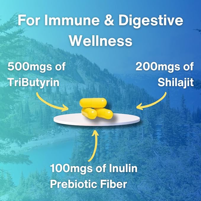 Iron Biome+ Gut Health &amp Metabolic Support - TriButyrin Shilajit Prebiotics &amp Nutrients for Digestive Wellness Immune Function &amp Sleep - 90 Capsules - Made in USA