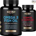 Vitamin B Complex and Omega 3 Fish Oil - B Vitamins B1B2B3B5B6B7B9B12 and Biotin – Fish Oil 2000mg 800mg EPA and 600mg DHA - Energy Immunity Joint Brain and Heart Health
