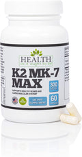 Health As It Ought To Be Vitamin K2 MK-7 Max 300 mcg Supplement – Extra Strength Soy-Free Formula for Bone and Cardiovascular Health Support – 60 Capsules