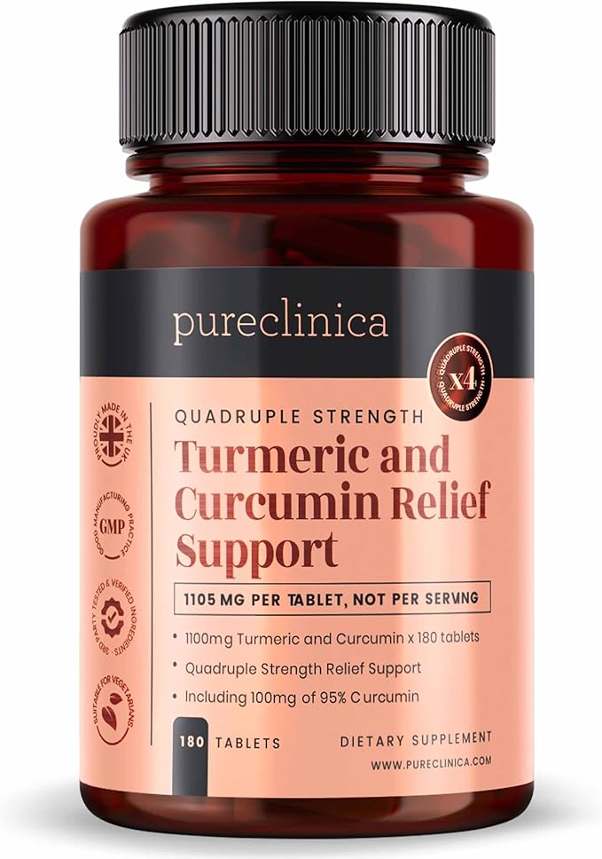 1100mg Turmeric and Curcumin x 180 Tablets - 6 Months Supply - w/95% Curcumin &amp 5mg Black Pepper Extract