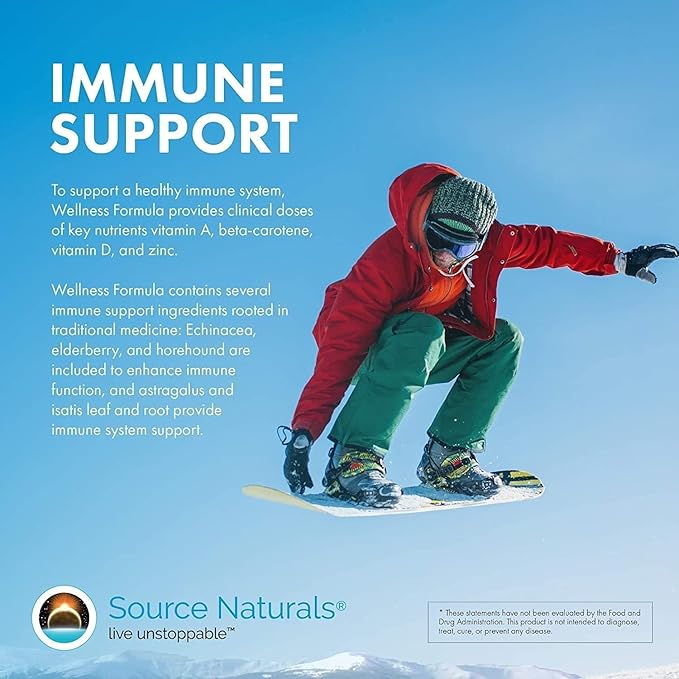 Source Naturals Wellness Formula Advanced Immune Support* Bio-Aligned Vitamins &amp Herbal Defense - Immune System Support Supplement &amp Immunity Booster - 120 Capsules