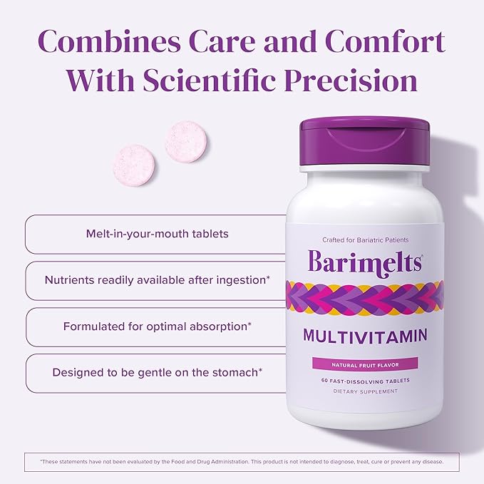 BariMelts Multivitamin - 60 Fast-Dissolving Tablets (1-Month Supply) - Sugar-Free Bariatric Multivitamin for Women Natural Fruit Flavor