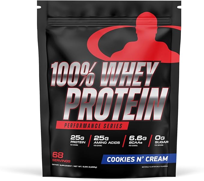 Goliath Labs 100% Whey Protein Powder Isolate/Blend | Fast-Absorbing Workout Supplements for Men and Women | 25g of Pure Protein and 5.5g of BCAAs | 5 lbs 68 Servings (5 LB Cookies n Cream)