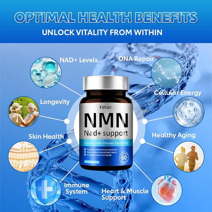 NMN Capsules 250mg with 5-in-1 NAD+ Precursor Complex | Supplement with NMN Resveratrol TMG &amp CoQ10 | Supports NAD Levels DNA Maintenance &amp Anti-Aging |Non-GMO 60 Capsules