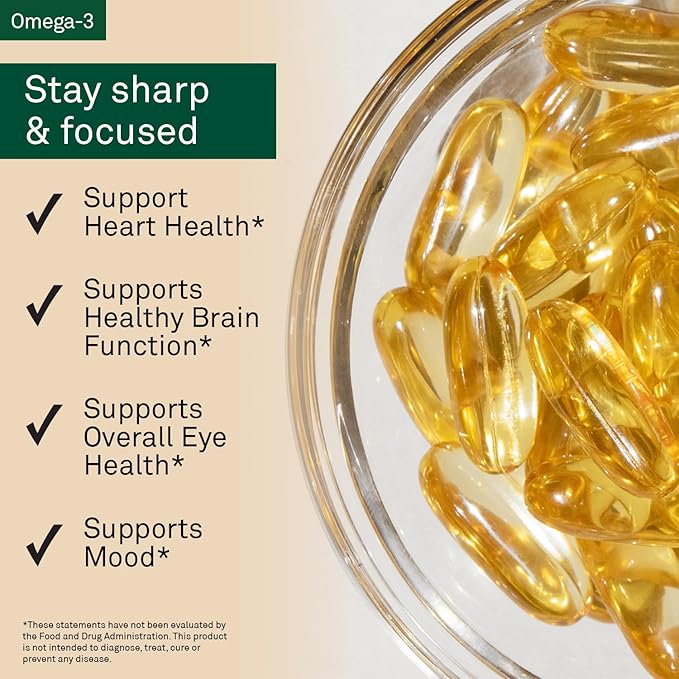 Omega-3 Fish Oil Supplement Supports Heart and Eye Health (60 Softgel Capsules) &amp Sleep Support with Sustained-Release Melatonin (7 Capsules Travel Pack)
