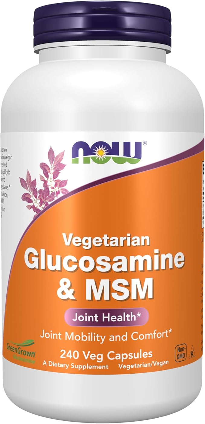 NOW Foods Supplements Glucosamine &amp MSM (GreenGrown® Glucosamine) Vegetarian 240 Veg Capsules