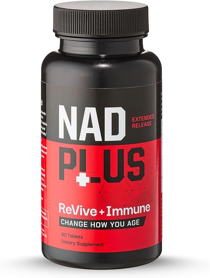 Revive + Immune | NAD+ Supplement with Vitamin C for Men &amp Women | RiaGev®-SR Formula with Immune Protection | Energy Anti Aging Support with Antioxidant | Vegan Non-GMO Gluten-Free (90 Tablets