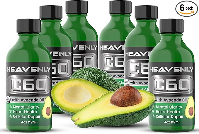 HNP Labs C60 Avocado Oil Cold Pressed Organic - Boost Energy Mental Clarity Slow Aging Naturally and Performance - 99.99% Sublimated C60 USA Made Organic Avocado Oil – GMP Certified for Safety