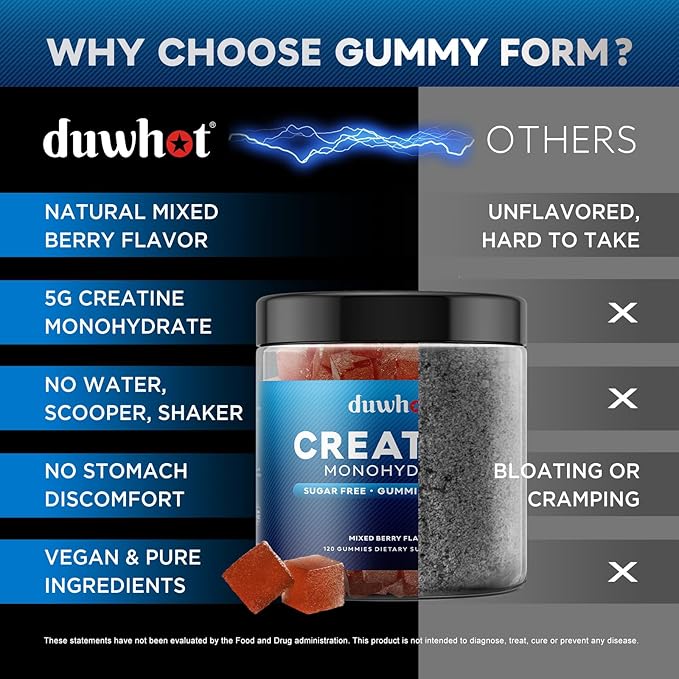 Creatine Monohydrate Gummies for Men Creatine Monohydrate Chewables 5g Per Serving Vegan Sugar Free Mixberry Flavor 120 Count