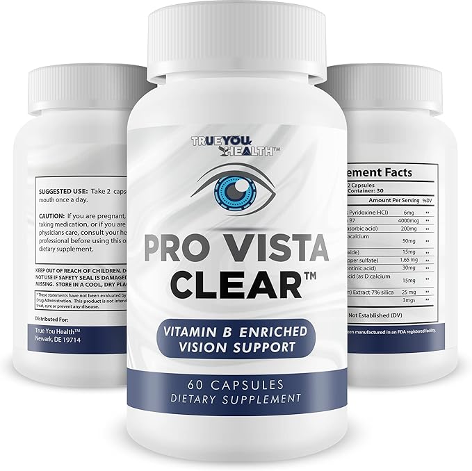 Pro Vista Clear for Eyes - Vitamin B Enriched Vision Support - Our Best Pro Vista Clear Vision Formula Proprietarily Formulated to Naturally Support Eye Health - Vitamin &amp Mineral Formula