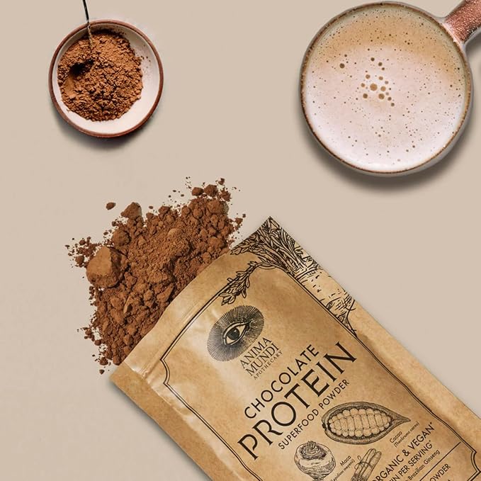 Anima Mundi Apothecary Chocolate Protein Superfood Powder - Organic Vegan Protein Powder - Nutrient-Dense Chocolate Plant Based Protein Blend with Adaptogens for Energy &amp Strength (567g)