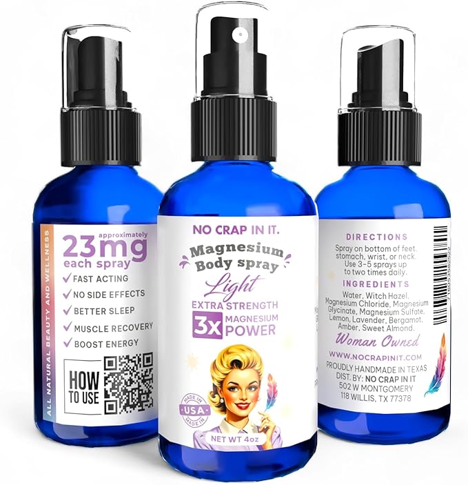 No Crap In It Magnesium Spray Triple Action!- Your Way to Wellness | Immediate Relief with Our Unique Magnesium Glycinate Citrate Chloride Blend Spray (Light)
