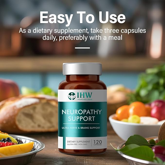IHW Nerve Savior for Neuropathy 120 Capsules Neuropathy Supplements with 600 Mg Alpha Lipoic Acid &amp B Vitamins Fortifying Nerves in Fingers Hands Toes &amp Feet Peripheral Relief Support