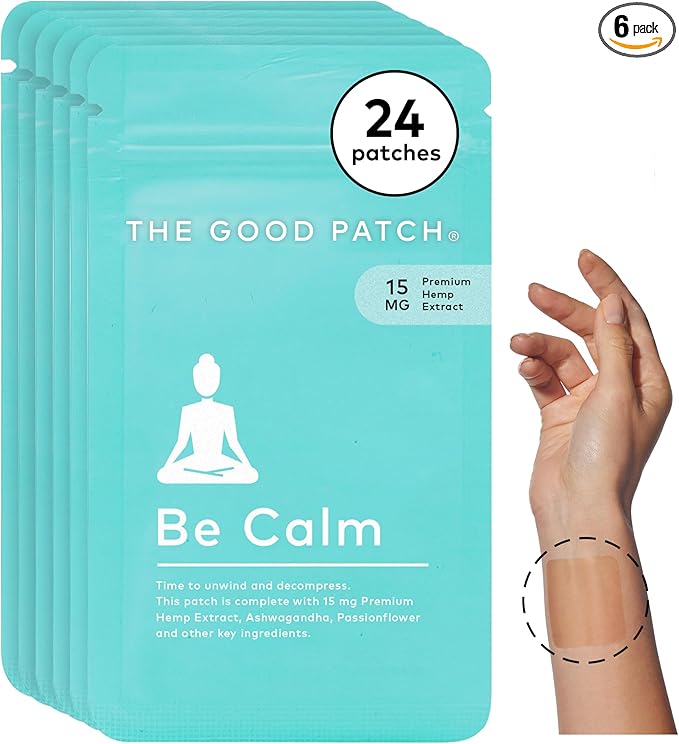 The Good Patch Be Calm Patch with Hemp Unwind + Decompress Natural Patch with Hemp Extract Ashwagandha Root Passionflower Plant Powered Wearable Wellness Sustained Release (24 Total Patches)