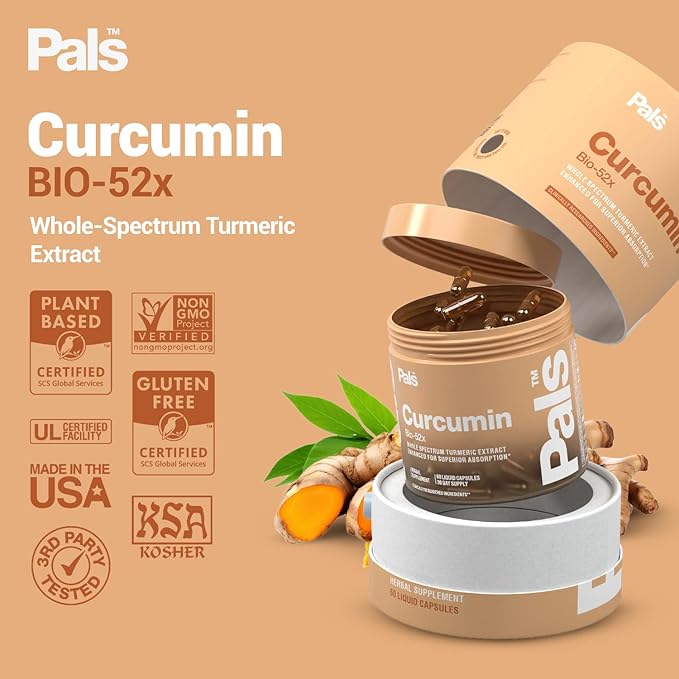 Turmeric Curcumin Supplement 500mg Bio-52x Max Absorption 98% Pure Turmeric Supplement Capsules with Extra Strength Curcumin 95% Curcuminoids Extract Antioxidant Joint Support Non-GMO Vegan 30 Days