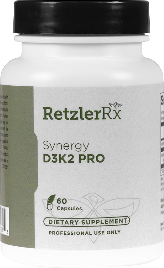 Synergy D3 K2 PRO by RetzlerRx® - High Potency Vitamin D3 5000 IU + Vitamin K2 180 mcg - Bone Health Immune Support &amp Heart Health