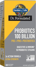 Garden of Life Dr Formulated Probiotics 100 Billion CFU Pre + Pro + Postbiotics - Extra Strength Digestive &amp Immune Support for Men and Women Potato Acacia Postbiotic Metabolites 30 Capsules
