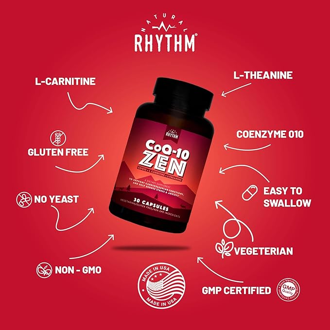 Natural Rhythm Magnesium Taurate 120 Capsules + CoQ10-ZEN 30 Capsules Bundle