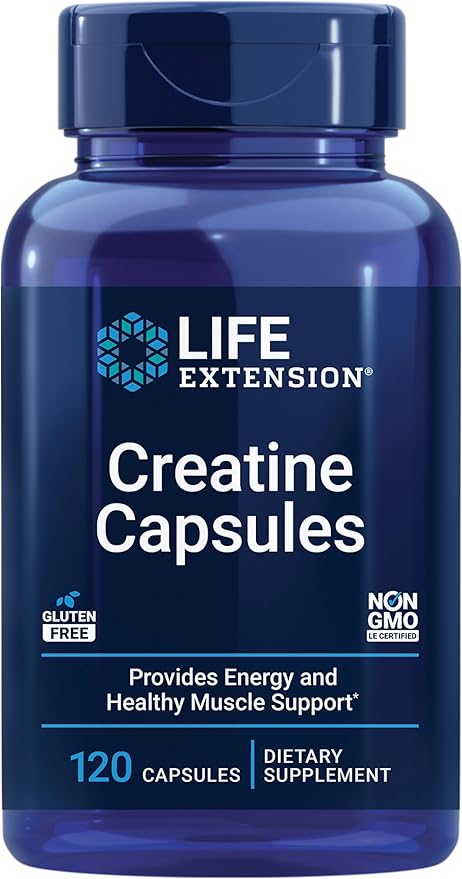 Life Extension Creatine Capsules 120 Count &amp N-Acetyl-L-Cysteine Immune &amp Respiratory Support 60 Capsules Bundle