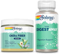 SOLARAY Okra Fiber Powder and Super Digestaway - Soluble Fiber Supplement and Digestive Enzymes Bundle - Support Body Composition Digestion and Gut Health - w/Ginger Papaya Betaine HCl 30/90 Serv
