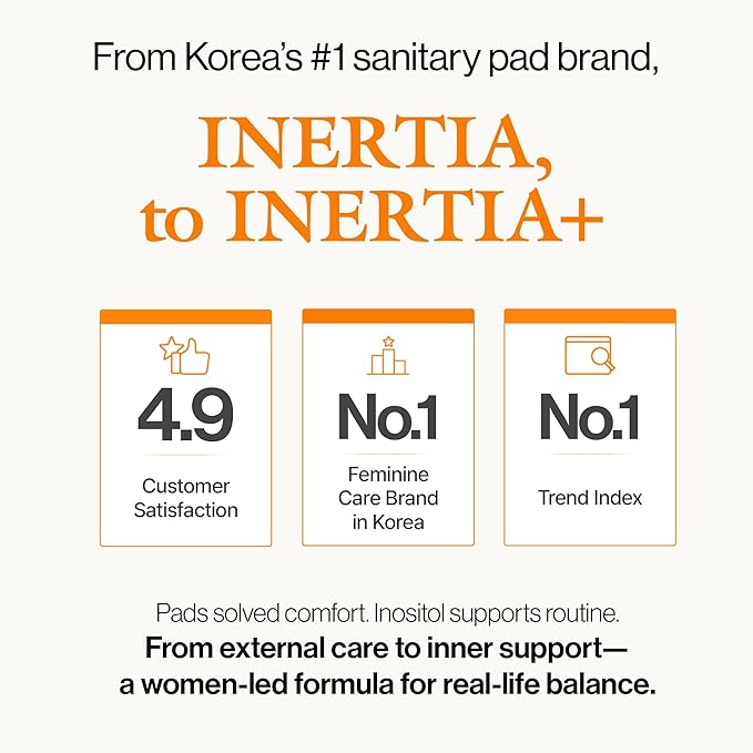 INERTIA+ The Care Up-sorption INNERSITOL Ready-to-Drink Inositol Supplement for Women 40:1 Myo &amp D-Chiro Inositol Hormone Balance &amp Ovarian Function Support Folic Acid Orange Flavor (14 St