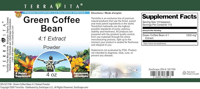 Green Coffee Bean 4:1 Extract Powder (4 oz ZIN: 521709)