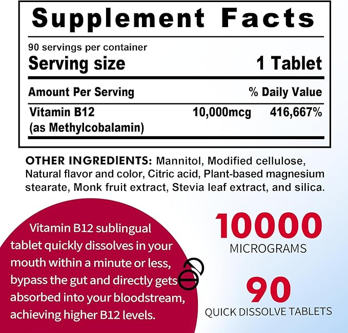 Vitamin B12 Sublingual 10000 mcg+ Beet Root Gummies
