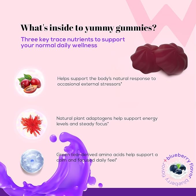 Wondermoon Cortisol Gummies for Women – Ashwagandha Rhodiola L-Theanine B6 &amp Magnesium – Stress Balance &amp Relaxation Blueberry Flavor – 60 Gummies