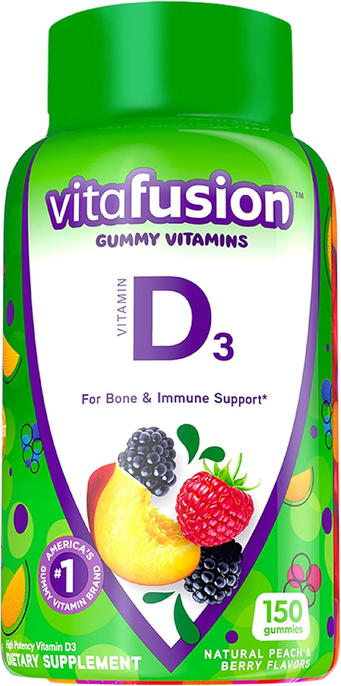 Vitafusion Extra Strength Melatonin Gummy Vitamins 5mg 120 ct Gummies &amp Vitamin D3 Gummy Vitamins for Bone and Immune System Support