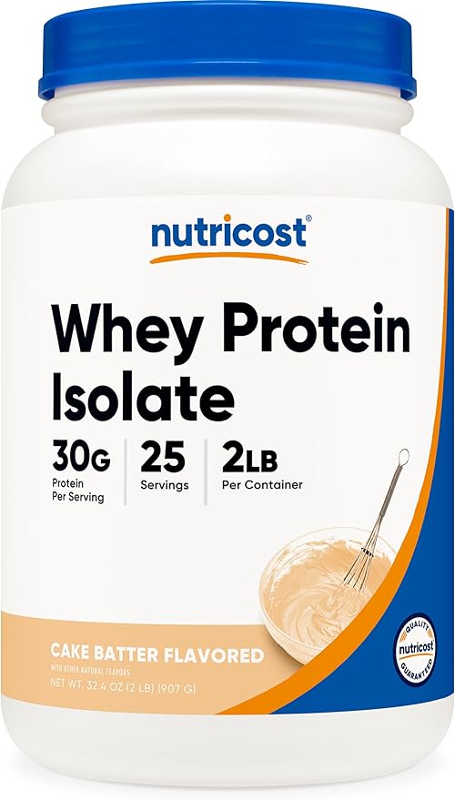 Nutricost Whey Protein Isolate Powder (Cake Batter 2LBS)