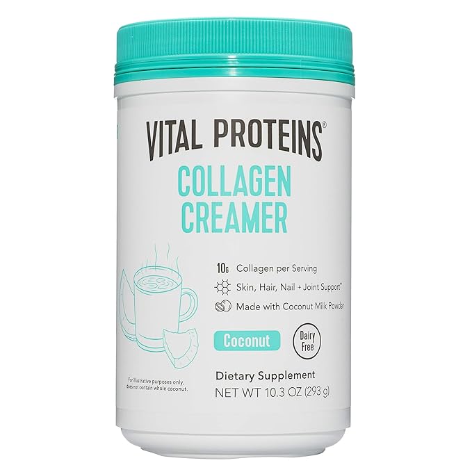 Vital Proteins Collagen Coffee Creamer Non Dairy &amp Low Sugar Powder with Collagen Peptides Supplement - Supporting Healthy Hair Skin Nails with Energy-Boosting MCTs - Coconut 10.3oz