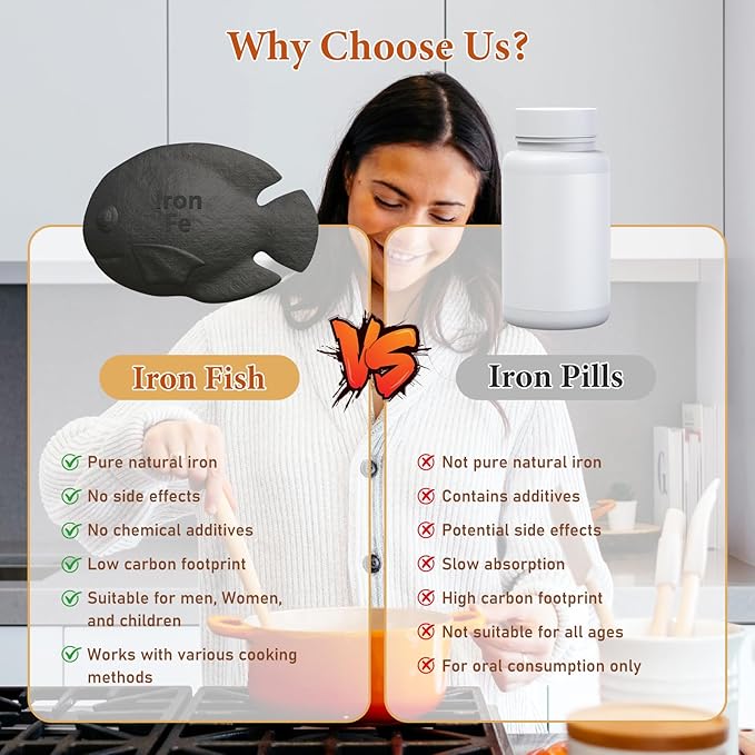 Iron Fish 2 Pack lron Fish Cooking Tool Boosts Iron in Food &amp Water Ideal for Anemia Athletes &amp Vegans (Fish + Turtle)