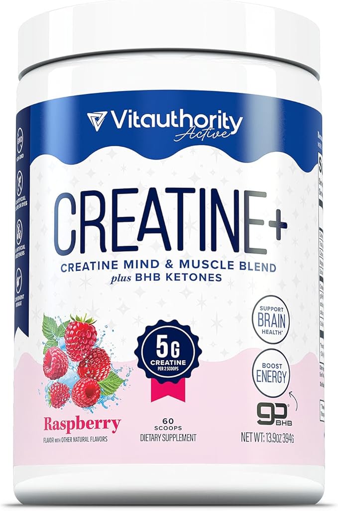 Creatine Monohydrate Powder for Women Micronized Creatine Monohydrate with goBHB &amp CognatiQ for Building Strength Energy &amp Mental Clarity – 5g Creatine per Serving – Raspberry Flavored – 30