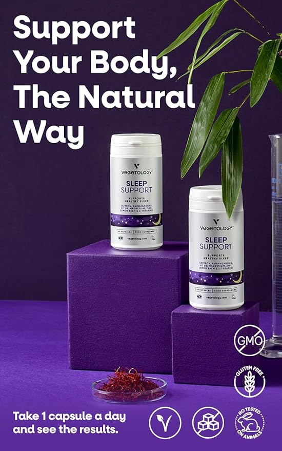 Sleep Support Vegan Supplements (60 Capsules) — Deep Sleep Supplements for Adults and Children — Sleep Calm Food Supplement — Healthy Sleep Aid — Supplements to Help Sleep
