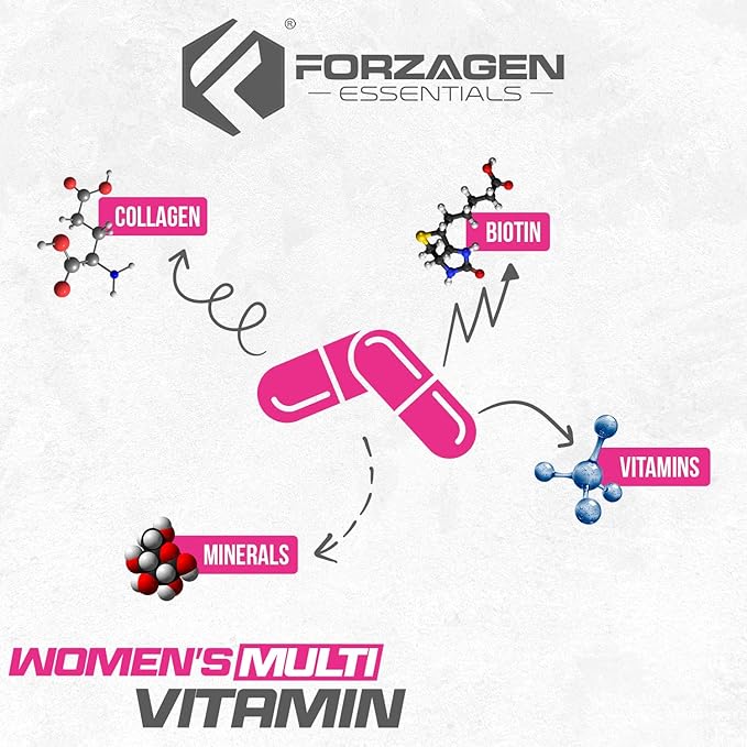 Forzagen Essentials Women's Multi Vitamin with Collagen and Biotin Complete Vitamin and Mineral Supplement 60 Tablets