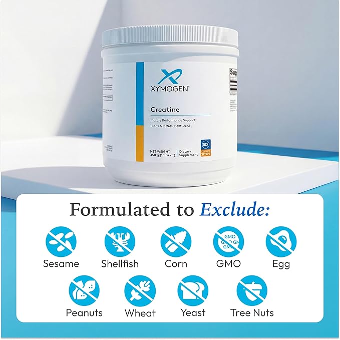 XYMOGEN Creatine - Creatine Powder for Muscle Support - Daily Supplement for Strength Stamina &amp Lean Muscle Mass - Unflavored Powder - Gluten-Free &amp Dairy-Free - 90 Servings