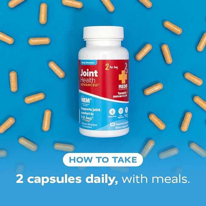 Redd Remedies Joint Health Advanced Helps Strengthen Connective Tissue and Cartilage Fast-Acting Comfort with Boswellia Serrata and Turmeric 60 Vegetarian Capsules