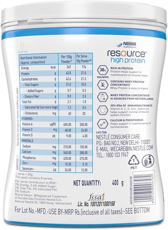 Nestle Resource High Protein - 400g Tin (Vanilla Flavor)