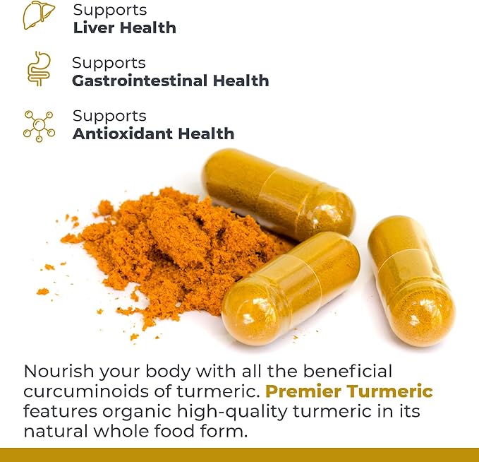 Premier Research Labs Premier Turmeric Capsules - Turmeric Curcumin Supplement Liver Support 500 mg of Curcuma Per Capsule - 60 Vegetarian Capsules
