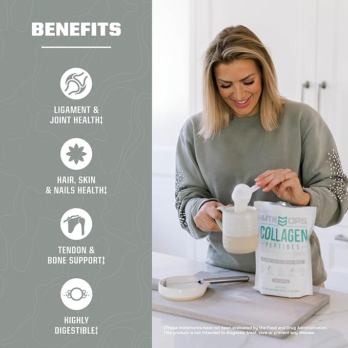 MTN OPS Eva Shockey Collagen &amp Ignite Lite Bundle – Unflavored Collagen Peptides + Strawberry Daiquiri Ignite Lite – Eva Shockey Supplements for Energy Hair Skin &amp Wellness