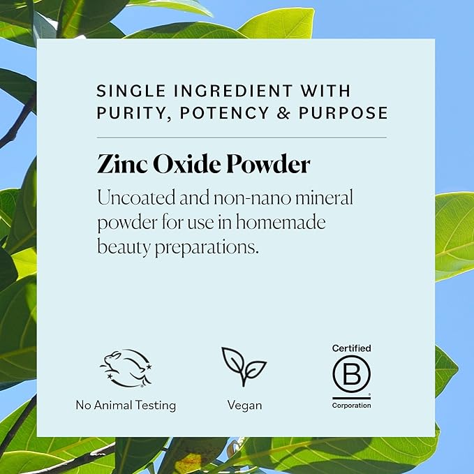 Sky Organics - Zinc Oxide Powder 16 oz - Non-Nano &amp Uncoated - Make Your Own Lotion Deodorant Cream Soap - DIY Essentials - Resealable Bag - Natural Vegan &amp Cruelty Free - Beauty &amp Pe